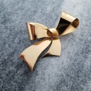 Vintatge Sterling Silver Coro Bow Shaped Brooch with Gold Finish, Lapel Pin,